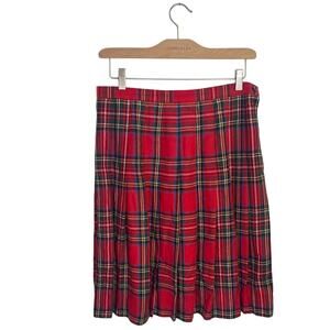 Shillito Rikes Made in Italy Red Plaid Tartan Wool Skirt W1318 Sz 16 Vintage